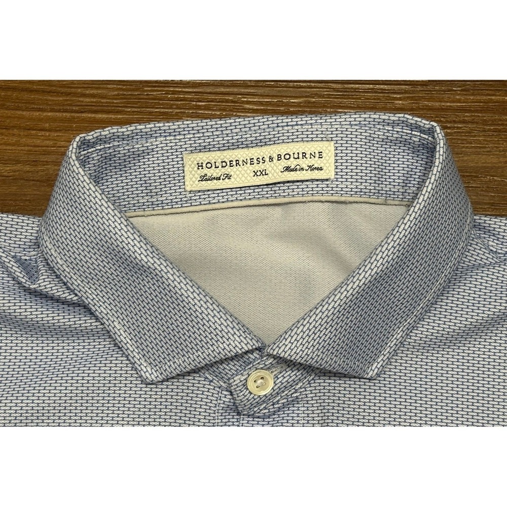 Holderness & Bourne Blue Geometric Print The Floyd Tailored Fit Polo Sz 2XL - Picture 4 of 9